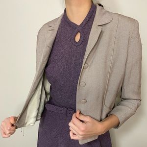1940s Vintage Brown and White Checked Blazer